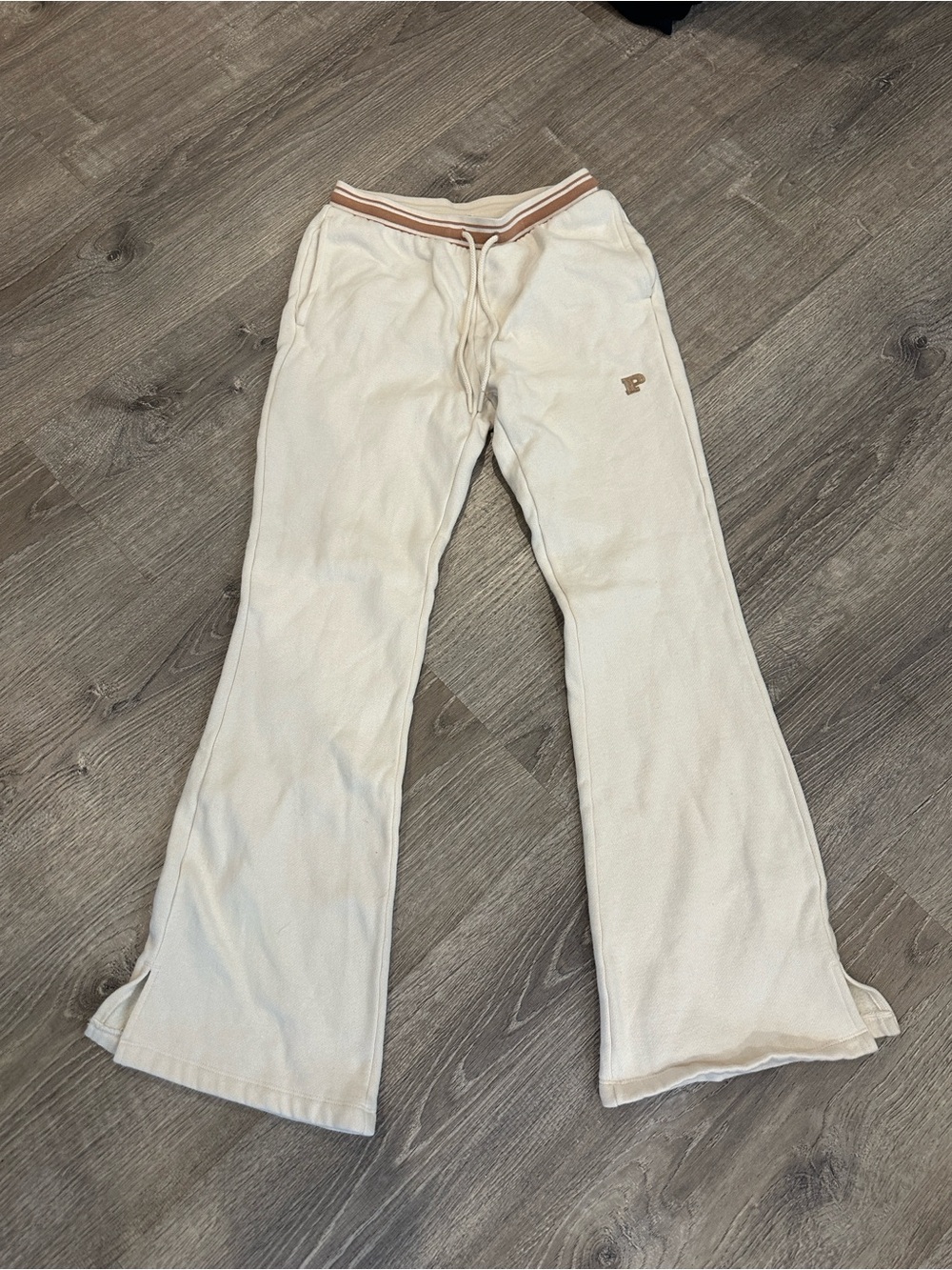 PINK Victoria's Secret Cream Flare Sweatpants with Striped Waistband
